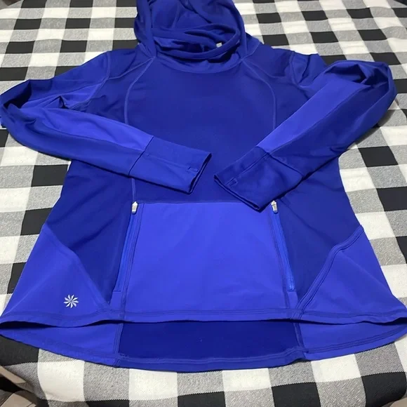 Athleta Plush Tech Hoodie 3.0 SAPPHIRE BLUE #721643 Size Medium Tall MT - Picture 6 of 14